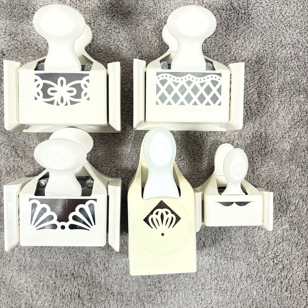Martha Stewart Crafts Border Edge Punch Lot Lattice Bow Shell Scallop Cloud + 1